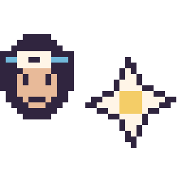 Pixel art Sasuke mini et Etoile nether Minecraft 16 × 16, grille 32 × 32