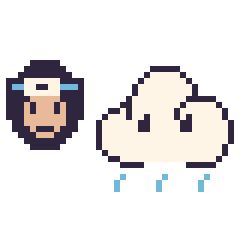 Pixel art Sasuke mini et Nuage de pluie, grille 40 × 40