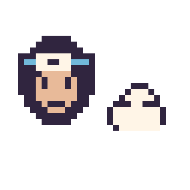 Modèle de pixel art Sasuke mini et Nuage simple 10 × 10 sur une grille de 32 par 32 cases