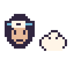 Pixel art Sasuke mini et Nuage simple 12 × 12, grille 32 × 32