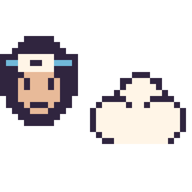 Modèle de pixel art Sasuke mini et Nuage simple 16 × 16 sur une grille de 32 par 32 cases