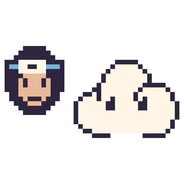 Modèle de pixel art Sasuke mini et Nuage sur une grille de 40 par 40 cases