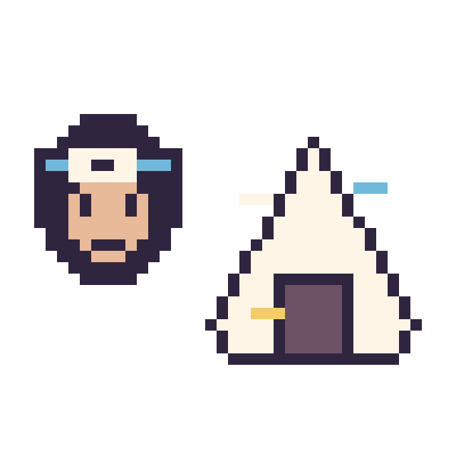 Modèle de pixel art Sasuke mini et Onigiri décoré sur une grille de 40 par 40 cases