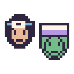 Pixel art Sasuke mini et Piccolo mini, grille 32 × 32
