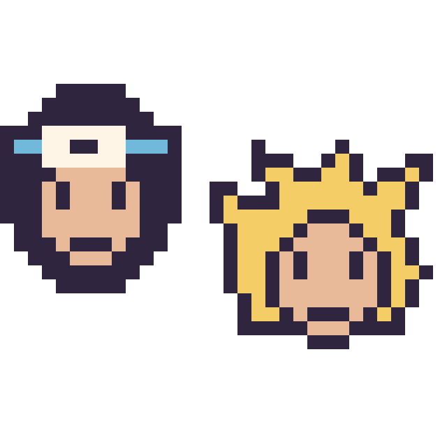 Modèle de pixel art Sasuke mini et Goku Super Saiyan mini sur une grille de 32 par 32 cases