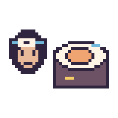 Pixel art Sasuke mini et Sushi décoré, grille 40 × 40