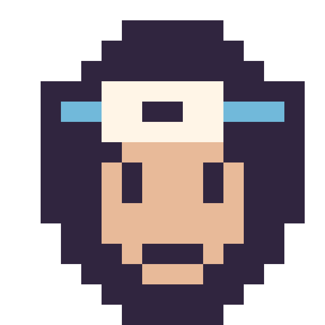 Modèle de pixel art Sasuke mini 16 × 16 sur une grille de 16 par 16 cases