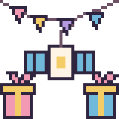 Pixel art Satellite pour un anniversaire, grille 40 × 40