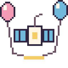 Pixel art Satellite avec des ballons, grille 40 × 40