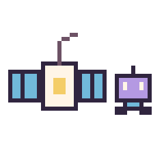 Pixel art Satellite et Robot simple 12 × 12, grille 40 × 40