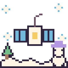 Pixel art Satellite en hiver, grille 40 × 40