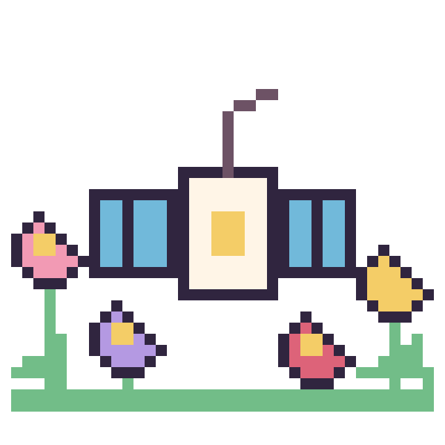 Modèle de pixel art Satellite dans le jardin sur une grille de 40 par 40 cases