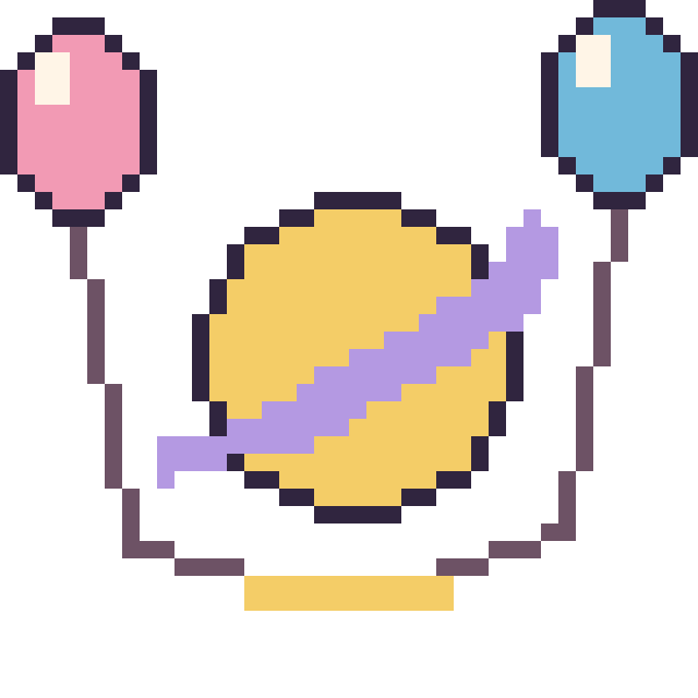 Modèle de pixel art Saturne avec des ballons sur une grille de 40 par 40 cases
