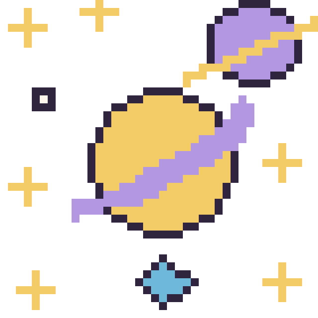 Modèle de pixel art Saturne dans l’espace sur une grille de 40 par 40 cases