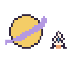 Pixel art Saturne et Fusée simple 10 × 10, grille 40 × 40