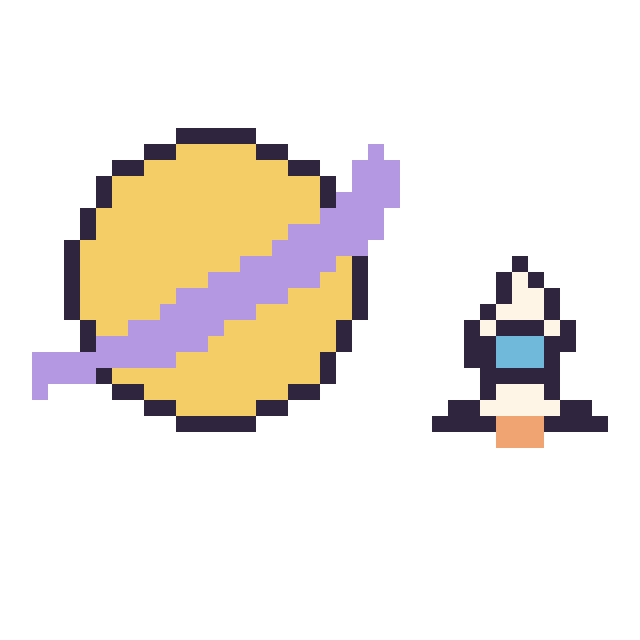 Modèle de pixel art Saturne et Fusée simple 12 × 12 sur une grille de 40 par 40 cases