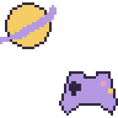 Pixel art Saturne et Manette, grille 48 × 48