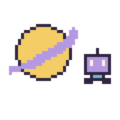 Pixel art Saturne et Robot simple 12 × 12, grille 40 × 40