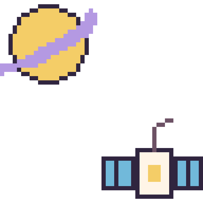 Modèle de pixel art Saturne et Satellite sur une grille de 48 par 48 cases