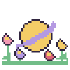 Pixel art Saturne dans le jardin, grille 40 × 40