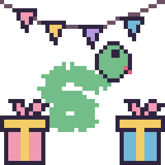 Pixel art Serpent pour un anniversaire, grille 40 × 40