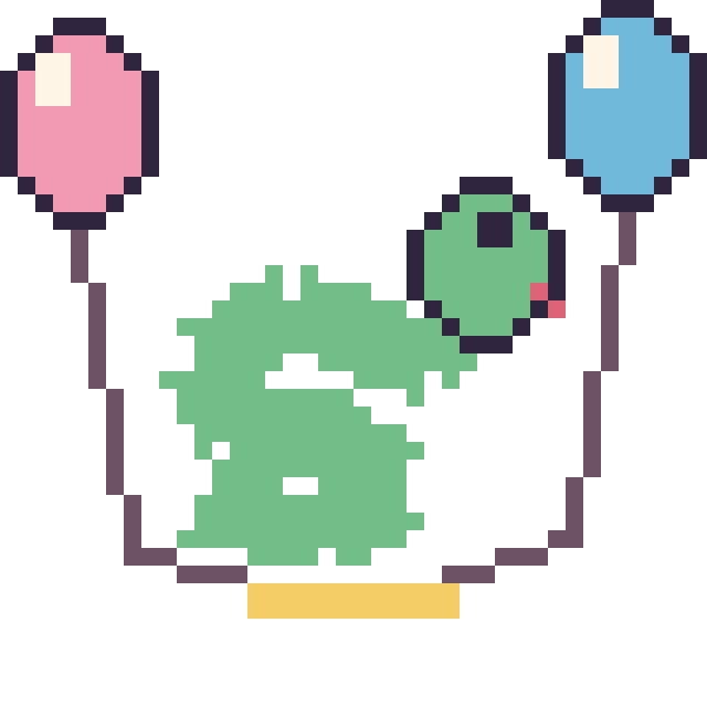 Modèle de pixel art Serpent avec des ballons sur une grille de 40 par 40 cases
