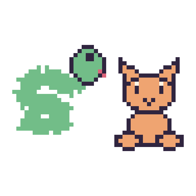 Modèle de pixel art Serpent et Chat assis sur une grille de 48 par 48 cases