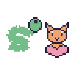 Pixel art Serpent et Chat avec un cœur, grille 48 × 48