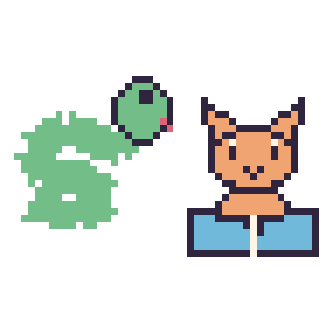 Modèle de pixel art Serpent et Chat avec un livre sur une grille de 48 par 48 cases