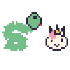 Pixel art Serpent et Licorne en portrait, grille 40 × 40