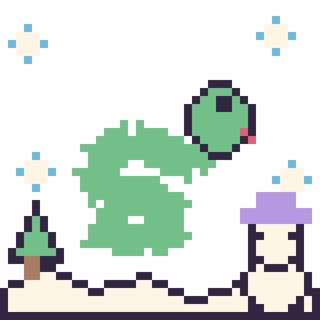 Modèle de pixel art Serpent en hiver sur une grille de 40 par 40 cases