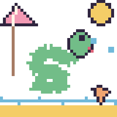 Pixel art Serpent à la plage, grille 40 × 40