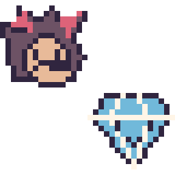 Pixel art Shadow mini et Diamant kawaii 16 × 16, grille 32 × 32
