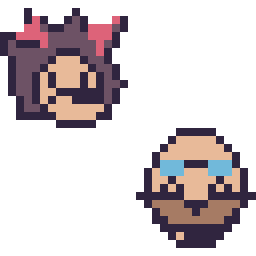 Pixel art Shadow mini et Dr Eggman mini, grille 32 × 32