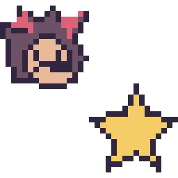 Pixel art Shadow mini et Étoile simple 16 × 16, grille 32 × 32