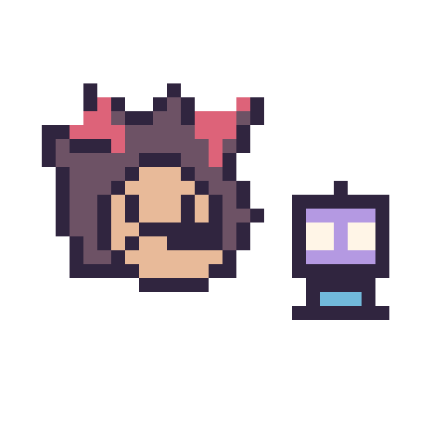 Modèle de pixel art Shadow mini et Robot simple 10 × 10 sur une grille de 32 par 32 cases
