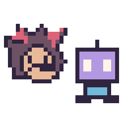 Pixel art Shadow mini et Robot simple 16 × 16, grille 32 × 32