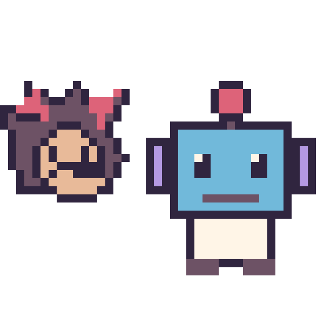 Modèle de pixel art Shadow mini et Robot sur une grille de 40 par 40 cases