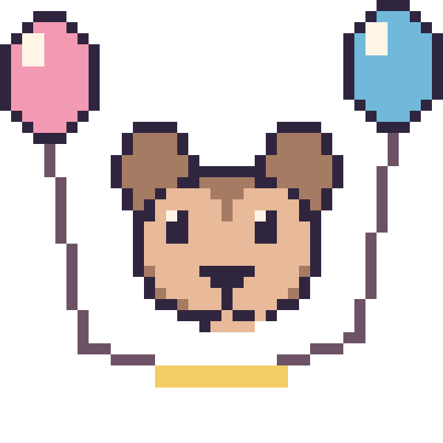 Modèle de pixel art Singe avec des ballons sur une grille de 40 par 40 cases