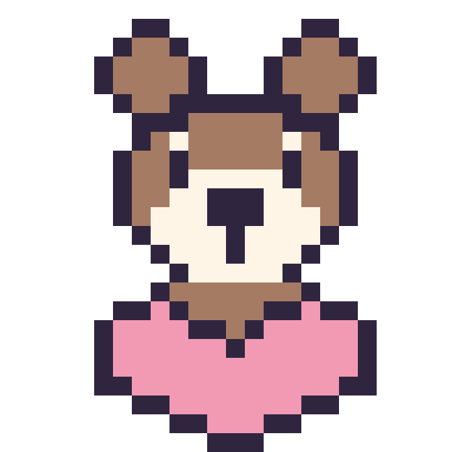 Modèle de pixel art Singe avec un cœur sur une grille de 24 par 24 cases