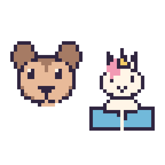 Modèle de pixel art Singe et Licorne avec un livre sur une grille de 48 par 48 cases