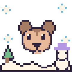 Pixel art Singe en hiver, grille 40 × 40