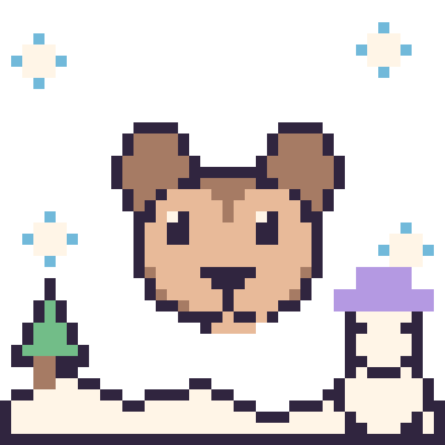 Modèle de pixel art Singe en hiver sur une grille de 40 par 40 cases