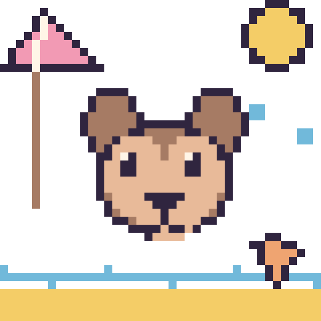 Modèle de pixel art Singe à la plage sur une grille de 40 par 40 cases