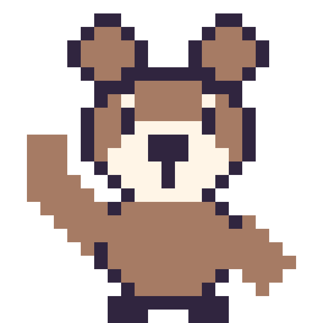 Modèle de pixel art Singe qui fait coucou sur une grille de 24 par 24 cases