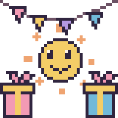 Pixel art Soleil pour un anniversaire, grille 40 × 40