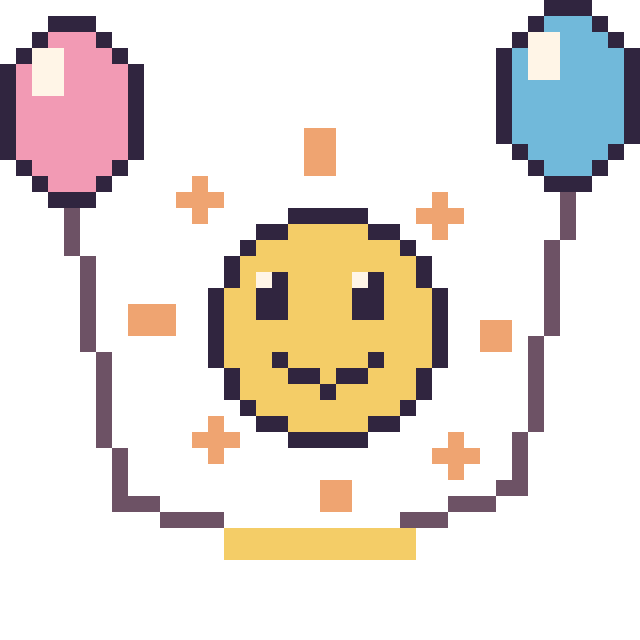 Modèle de pixel art Soleil avec des ballons sur une grille de 40 par 40 cases