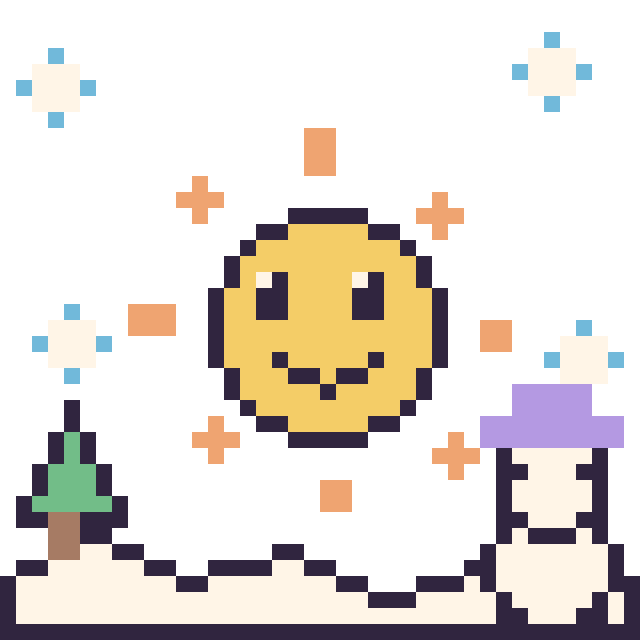 Modèle de pixel art Soleil en hiver sur une grille de 40 par 40 cases