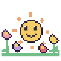 Pixel art Soleil dans le jardin, grille 40 × 40