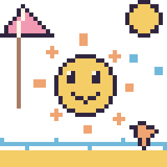 Pixel art Soleil à la plage, grille 40 × 40